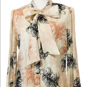 Trina Turk Cream Pink Black Gold Silver Blouse